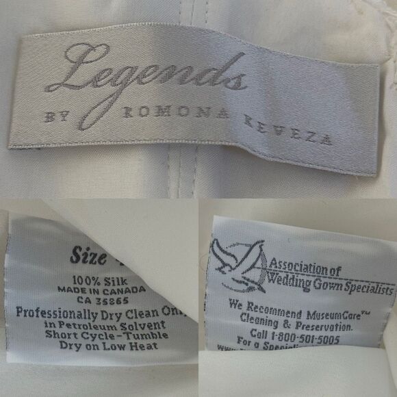 Legends by Romona Keveza 100% Silk Lace Overlay Strapless Wedding Gown Short Kne - Picture 11 of 16